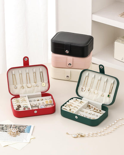 Travel Jewelry Case, Double Layer Travel Jewelry Organizer for Necklace Earring Rings Jewelry Display Case for Women, White
