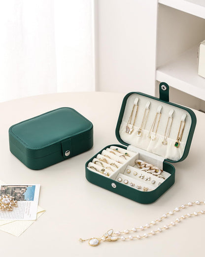 Travel Jewelry Case, Double Layer Travel Jewelry Organizer for Necklace Earring Rings Jewelry Display Case for Women, White