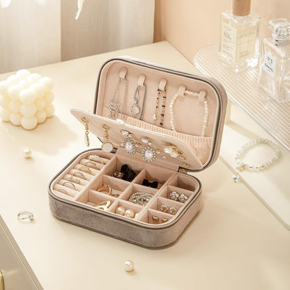 Travel Jewelry Case, Double Layer Travel Jewelry Organizer for Necklace Earring Rings Jewelry Display Case for Women, White