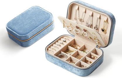 Travel Jewelry Case, Double Layer Travel Jewelry Organizer for Necklace Earring Rings Jewelry Display Case for Women, White