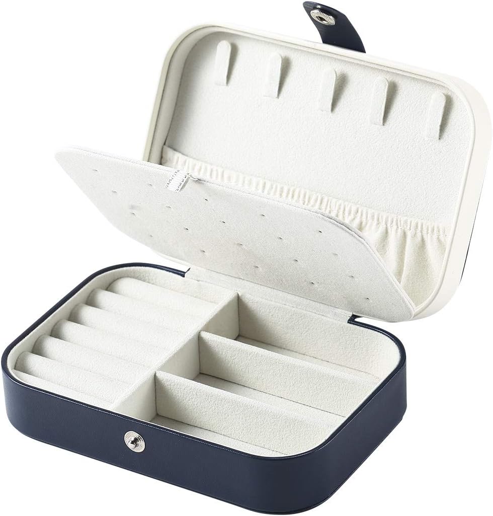 Travel Jewelry Case, Double Layer Travel Jewelry Organizer for Necklace Earring Rings Jewelry Display Case for Women, White
