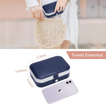 Travel Jewelry Case, Double Layer Travel Jewelry Organizer for Necklace Earring Rings Jewelry Display Case for Women, White