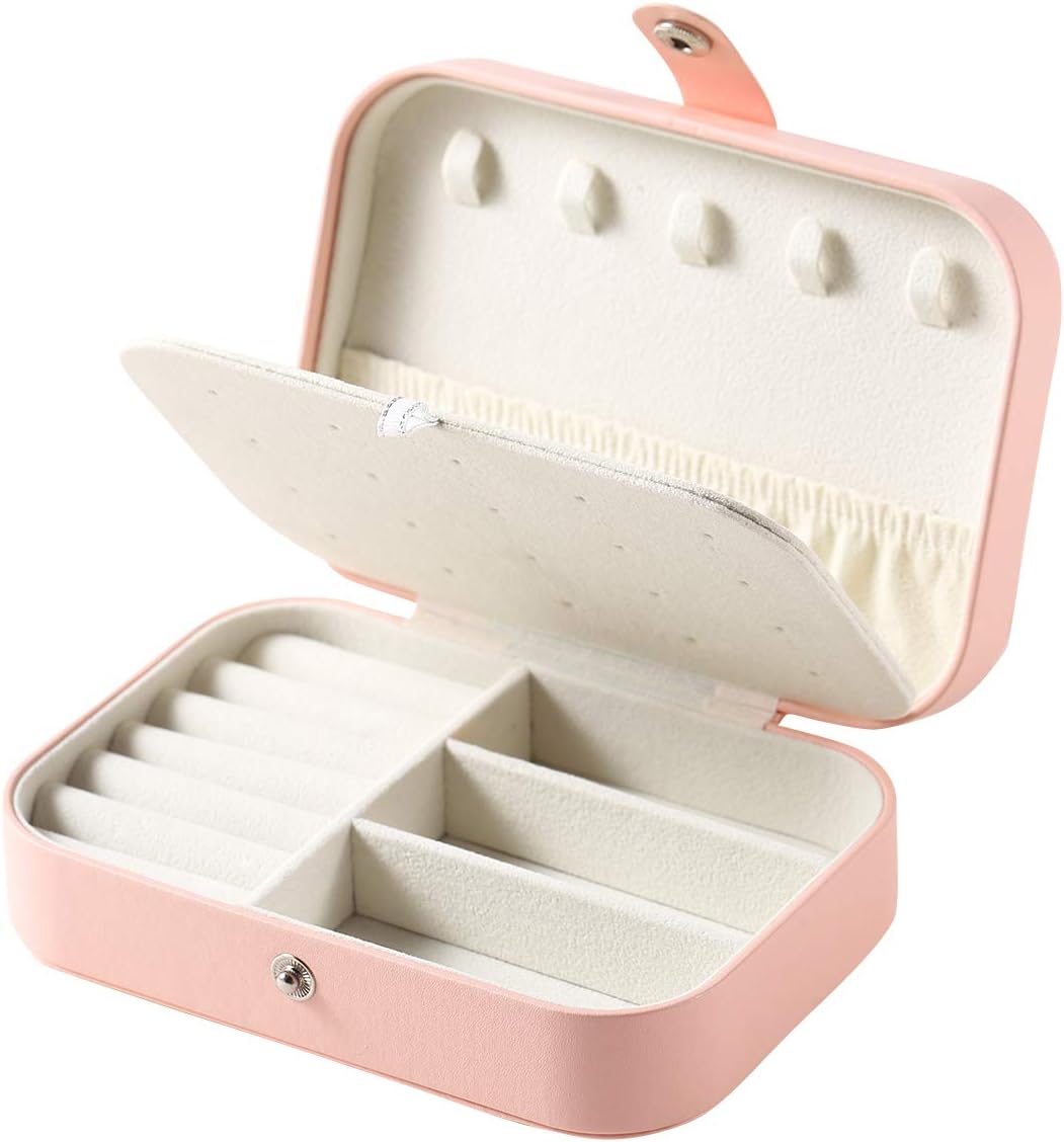 Travel Jewelry Case, Double Layer Travel Jewelry Organizer for Necklace Earring Rings Jewelry Display Case for Women, White