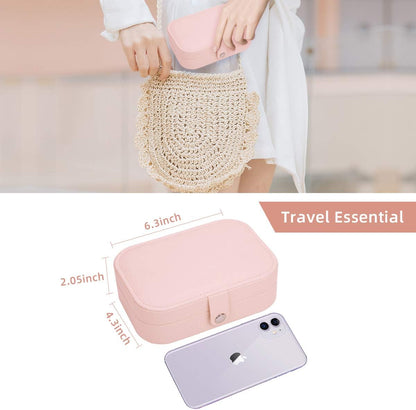 Travel Jewelry Case, Double Layer Travel Jewelry Organizer for Necklace Earring Rings Jewelry Display Case for Women, White