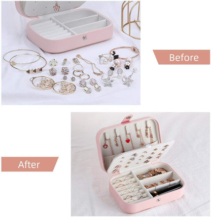 Travel Jewelry Case, Double Layer Travel Jewelry Organizer for Necklace Earring Rings Jewelry Display Case for Women, White