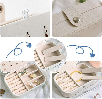 Travel Jewelry Case, Double Layer Travel Jewelry Organizer for Necklace Earring Rings Jewelry Display Case for Women, White