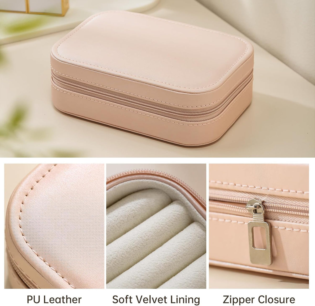Travel Jewelry Case, Double Layer Travel Jewelry Organizer for Necklace Earring Rings Jewelry Display Case for Women, White