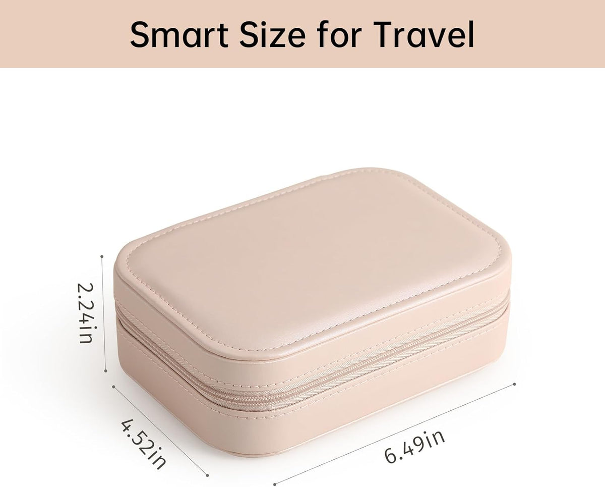 Travel Jewelry Case, Double Layer Travel Jewelry Organizer for Necklace Earring Rings Jewelry Display Case for Women, White