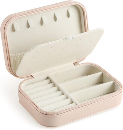 Travel Jewelry Case, Double Layer Travel Jewelry Organizer for Necklace Earring Rings Jewelry Display Case for Women, White