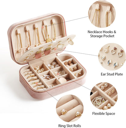 Travel Jewelry Case, Double Layer Travel Jewelry Organizer for Necklace Earring Rings Jewelry Display Case for Women, White