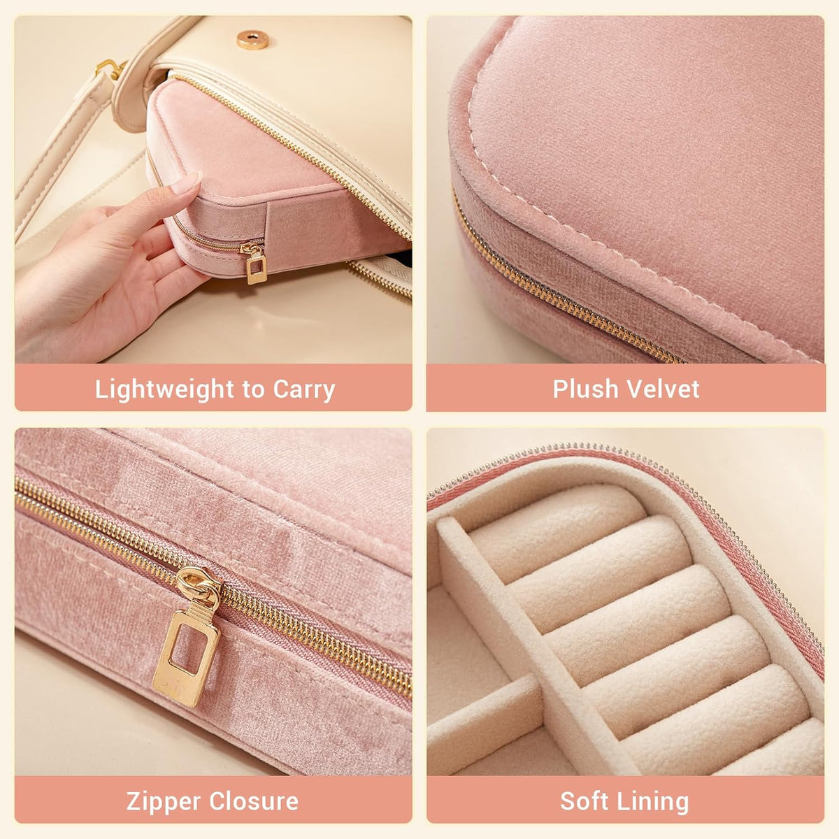 Travel Jewelry Case, Double Layer Travel Jewelry Organizer for Necklace Earring Rings Jewelry Display Case for Women, White