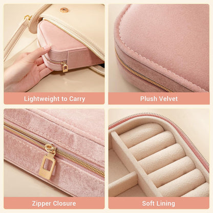 Travel Jewelry Case, Double Layer Travel Jewelry Organizer for Necklace Earring Rings Jewelry Display Case for Women, White
