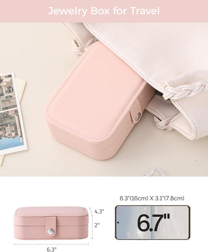 Travel Jewelry Case, Double Layer Travel Jewelry Organizer for Necklace Earring Rings Jewelry Display Case for Women, White