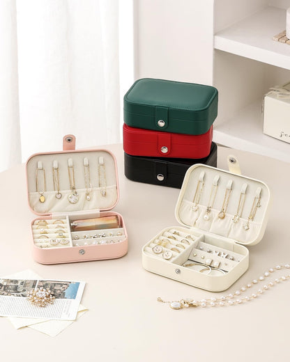 Travel Jewelry Case, Double Layer Travel Jewelry Organizer for Necklace Earring Rings Jewelry Display Case for Women, White