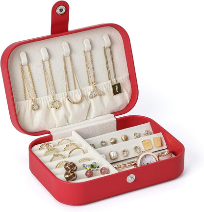 Travel Jewelry Case, Double Layer Travel Jewelry Organizer for Necklace Earring Rings Jewelry Display Case for Women, White