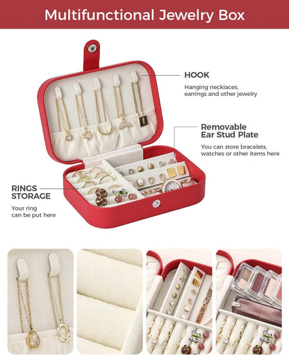 Travel Jewelry Case, Double Layer Travel Jewelry Organizer for Necklace Earring Rings Jewelry Display Case for Women, White