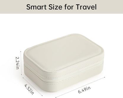 Travel Jewelry Case, Double Layer Travel Jewelry Organizer for Necklace Earring Rings Jewelry Display Case for Women, White