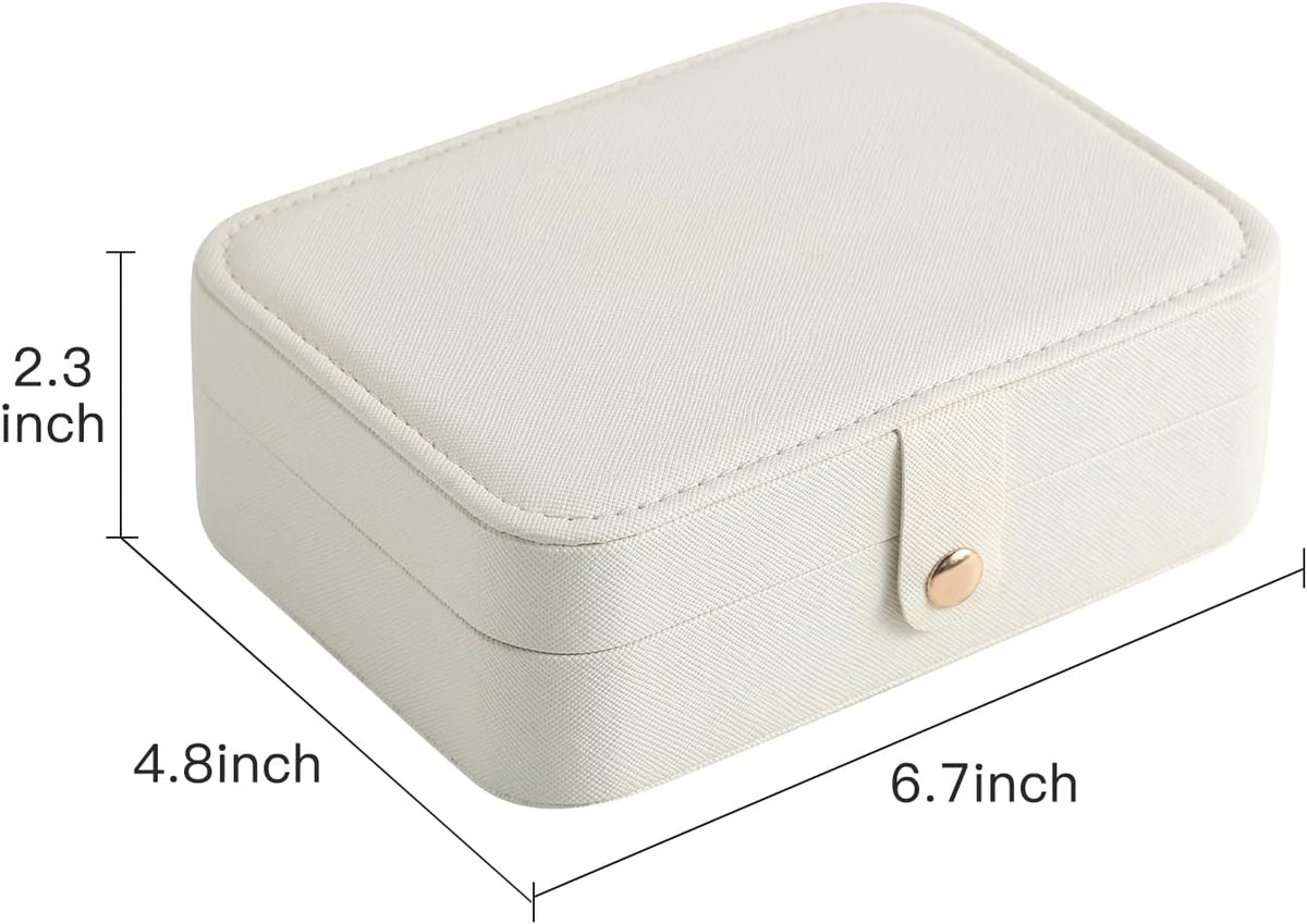 Travel Jewelry Case, Double Layer Travel Jewelry Organizer for Necklace Earring Rings Jewelry Display Case for Women, White