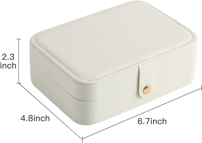 Travel Jewelry Case, Double Layer Travel Jewelry Organizer for Necklace Earring Rings Jewelry Display Case for Women, White