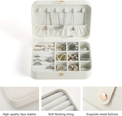 Travel Jewelry Case, Double Layer Travel Jewelry Organizer for Necklace Earring Rings Jewelry Display Case for Women, White
