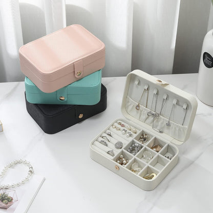 Travel Jewelry Case, Double Layer Travel Jewelry Organizer for Necklace Earring Rings Jewelry Display Case for Women, White