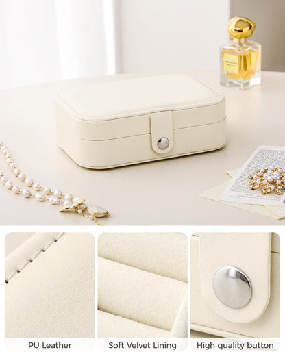 Travel Jewelry Case, Double Layer Travel Jewelry Organizer for Necklace Earring Rings Jewelry Display Case for Women, White