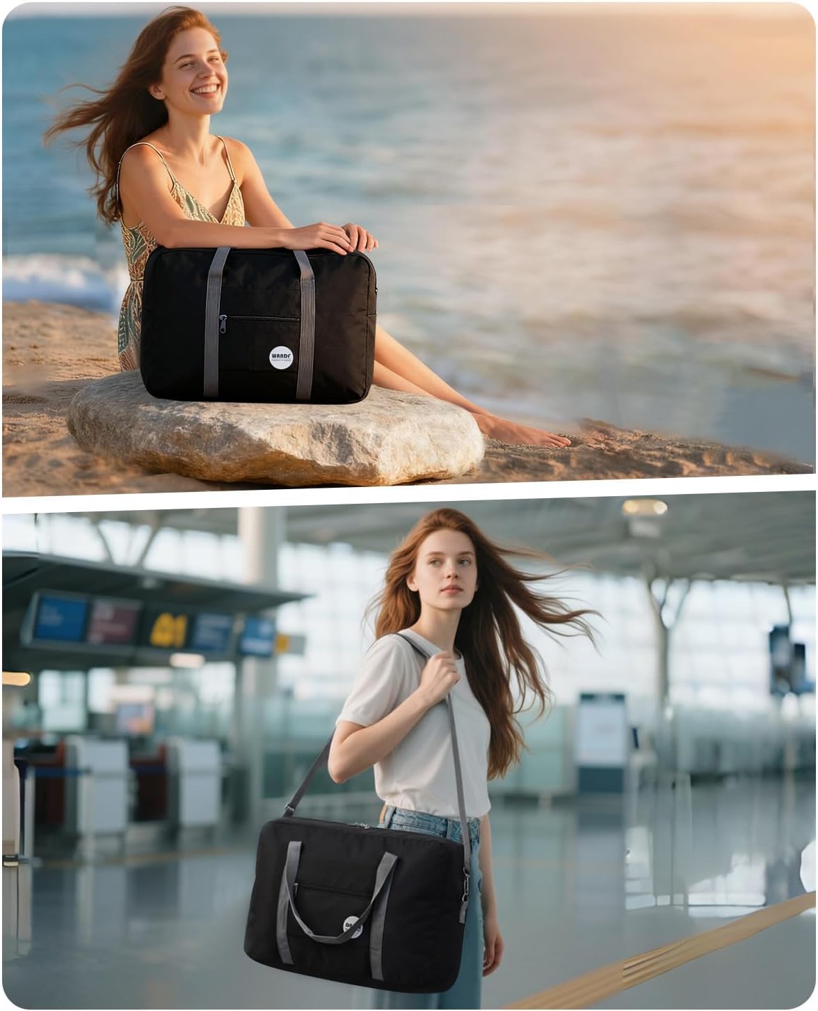 Personal Item Travel Bag, Carry On Duffle Bag Women | 18x14x8 inches, Frontier Airline Underseat Fit, Weekend Overnight Trips, Lightweight Packable