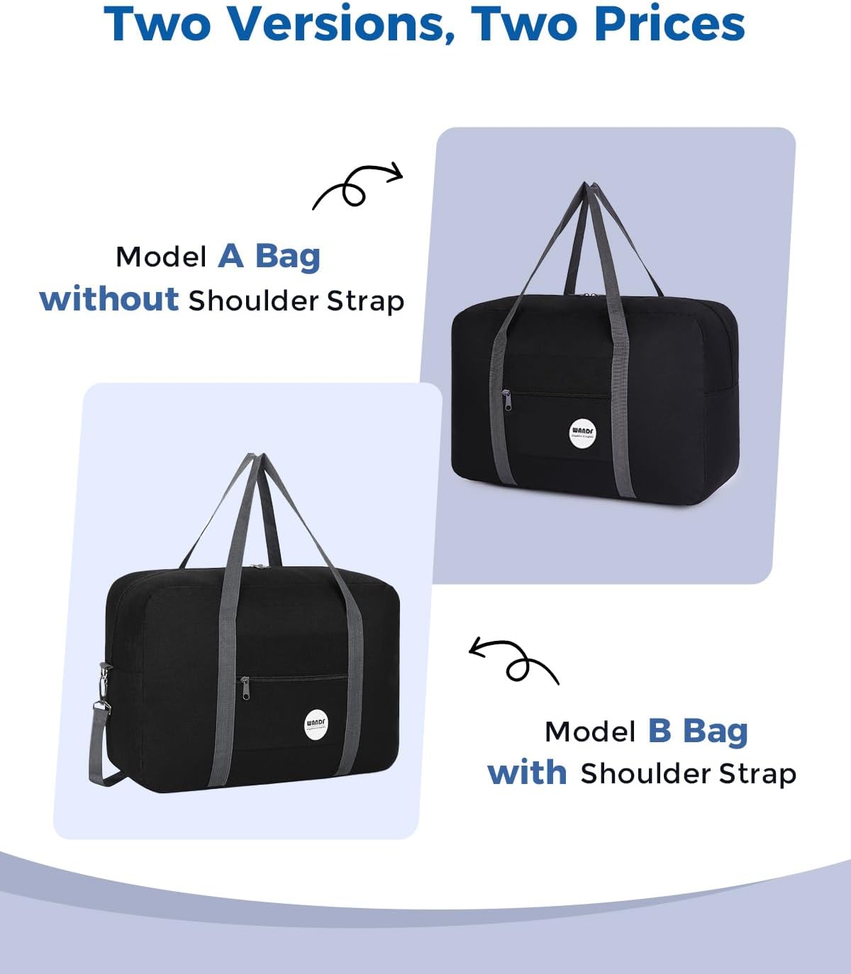 Personal Item Travel Bag, Carry On Duffle Bag Women | 18x14x8 inches, Frontier Airline Underseat Fit, Weekend Overnight Trips, Lightweight Packable