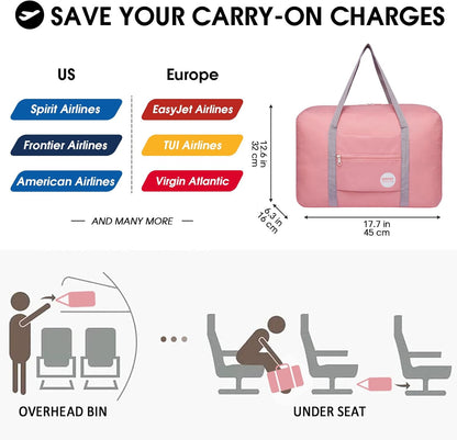 Personal Item Travel Bag, Carry On Duffle Bag Women | 18x14x8 inches, Frontier Airline Underseat Fit, Weekend Overnight Trips, Lightweight Packable