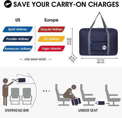Personal Item Travel Bag, Carry On Duffle Bag Women | 18x14x8 inches, Frontier Airline Underseat Fit, Weekend Overnight Trips, Lightweight Packable