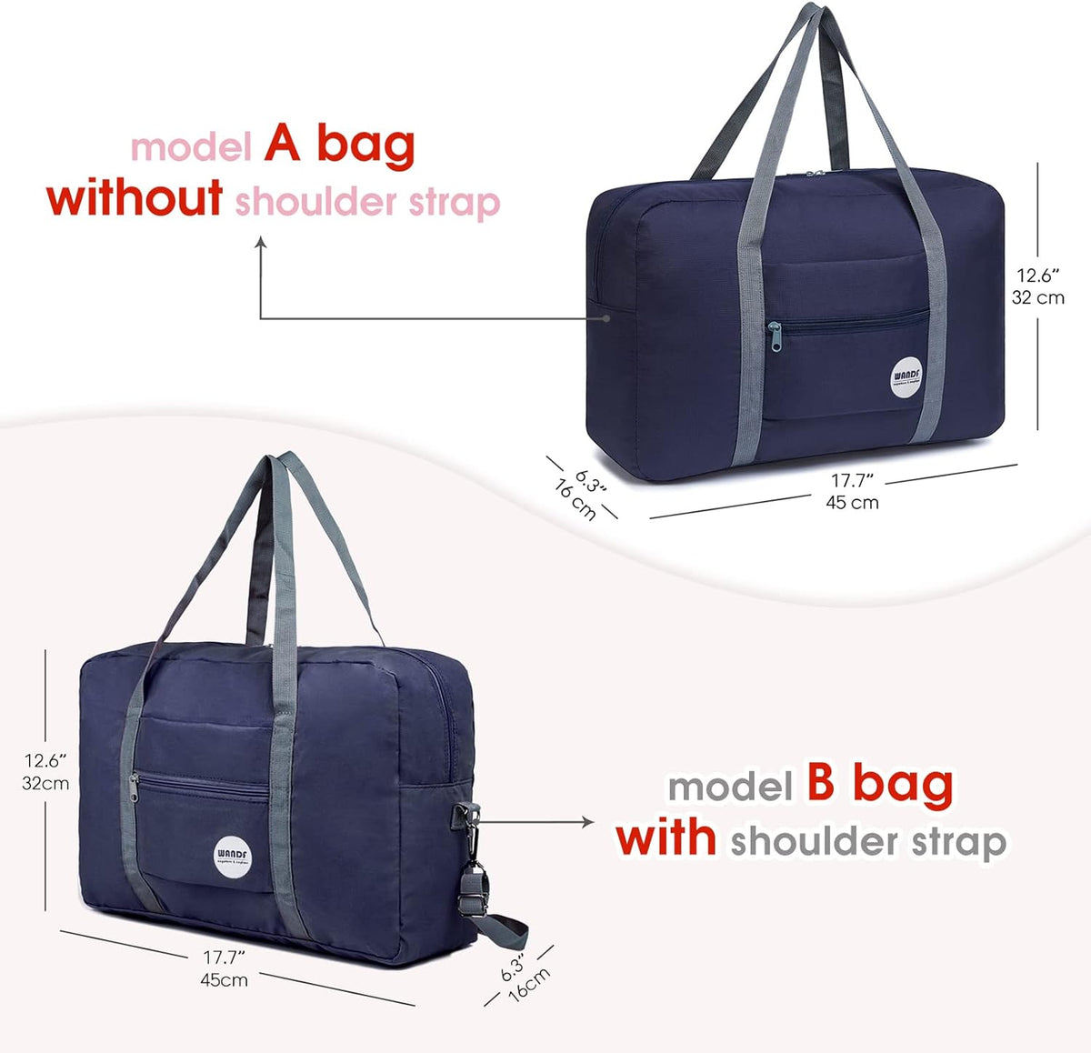 Personal Item Travel Bag, Carry On Duffle Bag Women | 18x14x8 inches, Frontier Airline Underseat Fit, Weekend Overnight Trips, Lightweight Packable