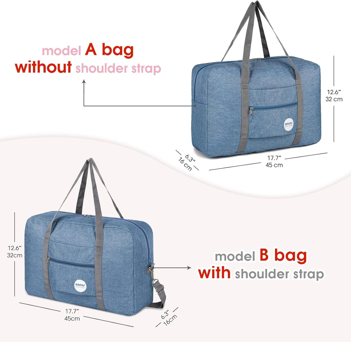Personal Item Travel Bag, Carry On Duffle Bag Women | 18x14x8 inches, Frontier Airline Underseat Fit, Weekend Overnight Trips, Lightweight Packable