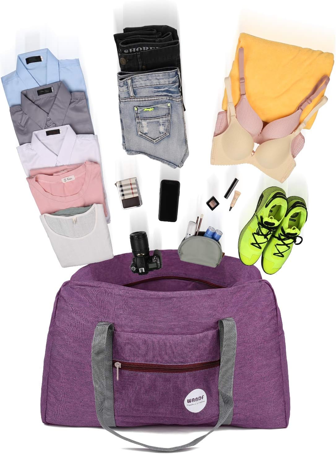Personal Item Travel Bag, Carry On Duffle Bag Women | 18x14x8 inches, Frontier Airline Underseat Fit, Weekend Overnight Trips, Lightweight Packable