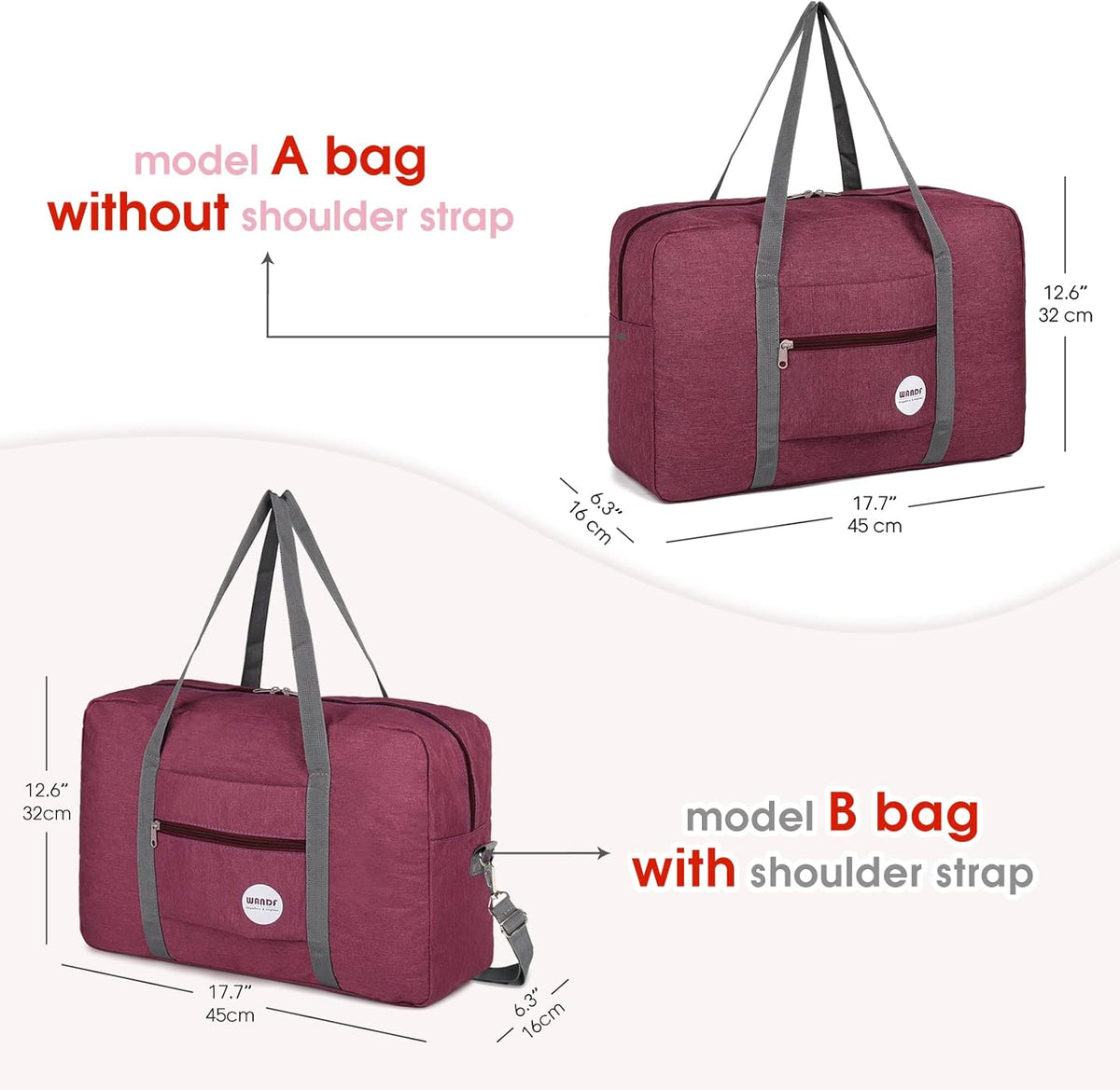 Personal Item Travel Bag, Carry On Duffle Bag Women | 18x14x8 inches, Frontier Airline Underseat Fit, Weekend Overnight Trips, Lightweight Packable
