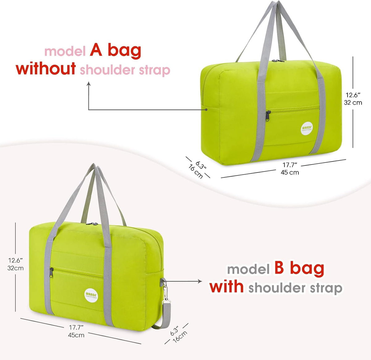 Personal Item Travel Bag, Carry On Duffle Bag Women | 18x14x8 inches, Frontier Airline Underseat Fit, Weekend Overnight Trips, Lightweight Packable