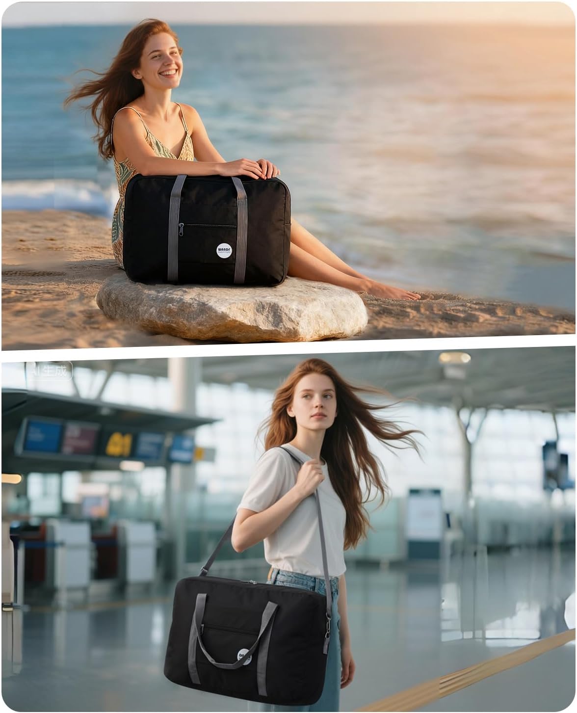 Personal Item Travel Bag, Carry On Duffle Bag Women | 18x14x8 inches, Frontier Airline Underseat Fit, Weekend Overnight Trips, Lightweight Packable