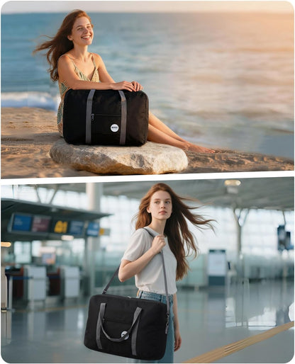 Personal Item Travel Bag, Carry On Duffle Bag Women | 18x14x8 inches, Frontier Airline Underseat Fit, Weekend Overnight Trips, Lightweight Packable