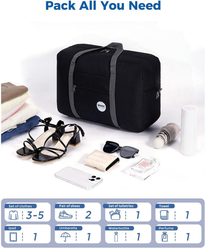 Personal Item Travel Bag, Carry On Duffle Bag Women | 18x14x8 inches, Frontier Airline Underseat Fit, Weekend Overnight Trips, Lightweight Packable