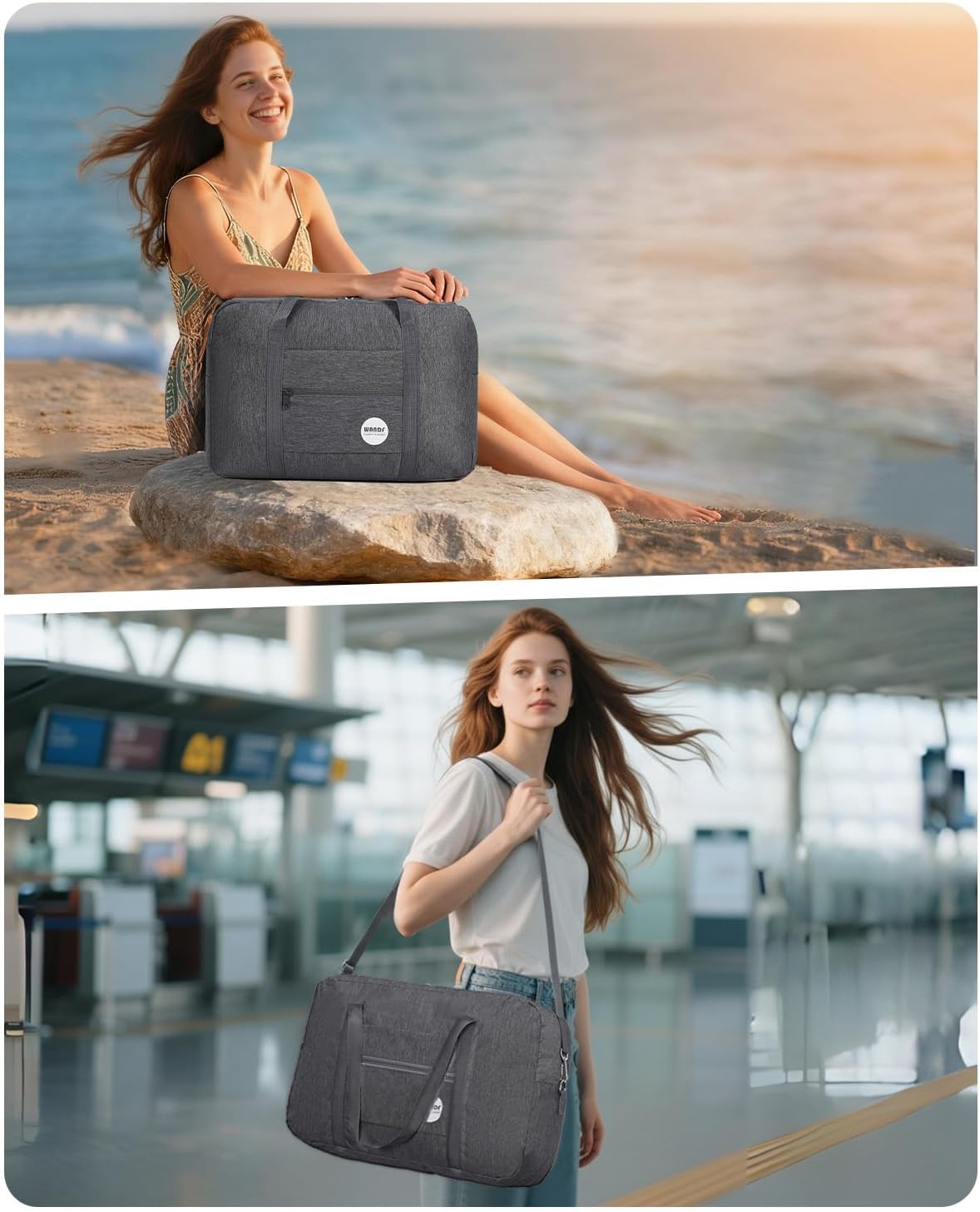 Personal Item Travel Bag, Carry On Duffle Bag Women | 18x14x8 inches, Frontier Airline Underseat Fit, Weekend Overnight Trips, Lightweight Packable