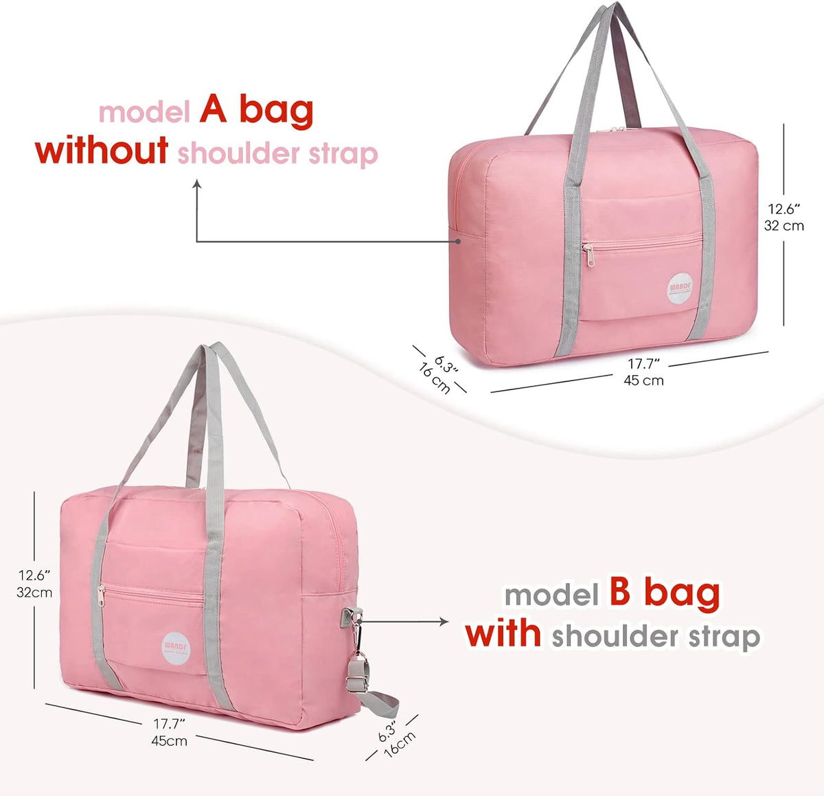 Personal Item Travel Bag, Carry On Duffle Bag Women | 18x14x8 inches, Frontier Airline Underseat Fit, Weekend Overnight Trips, Lightweight Packable
