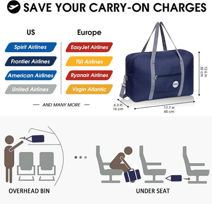 Personal Item Travel Bag, Carry On Duffle Bag Women | 18x14x8 inches, Frontier Airline Underseat Fit, Weekend Overnight Trips, Lightweight Packable