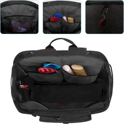 Large Mesh Beach Backpack with Zipper Bottom for Men & Women | Breathable Fabric, Sandproof, Wet/Dry Storage Pocket, 33-Liter, for Swimming, Beach, Pool, Travel & Sports, Empty Bag Only