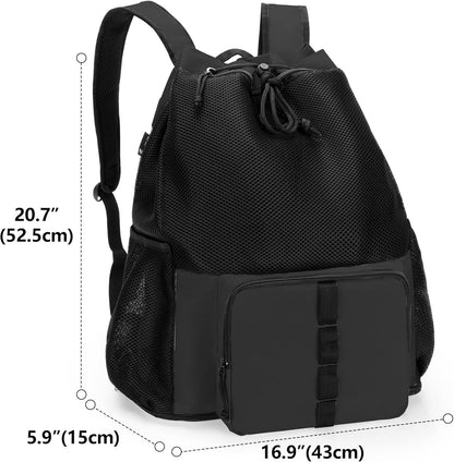 Large Mesh Beach Backpack with Zipper Bottom for Men & Women | Breathable Fabric, Sandproof, Wet/Dry Storage Pocket, 33-Liter, for Swimming, Beach, Pool, Travel & Sports, Empty Bag Only