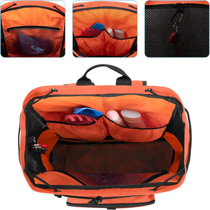 Large Mesh Beach Backpack with Zipper Bottom for Men & Women | Breathable Fabric, Sandproof, Wet/Dry Storage Pocket, 33-Liter, for Swimming, Beach, Pool, Travel & Sports, Empty Bag Only
