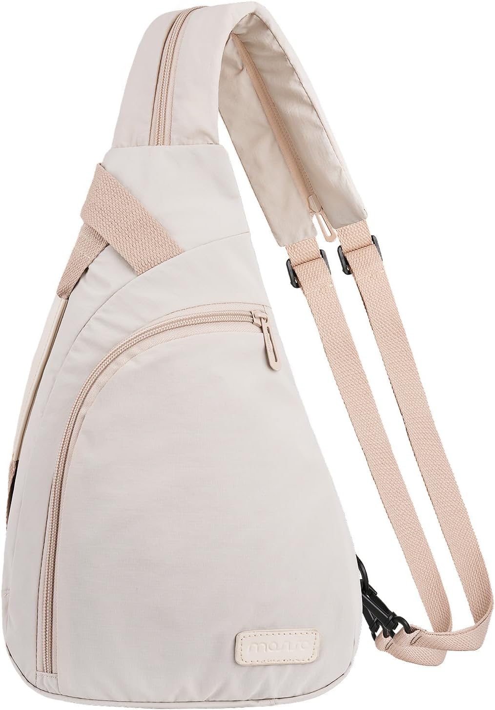 Crossbody Sling Backpack Travel Hiking Daypack for Women Men, Sling Bag Convertible Backpack with Front Curved Pocket for Outdoor Casual Travel Commuting, Beige