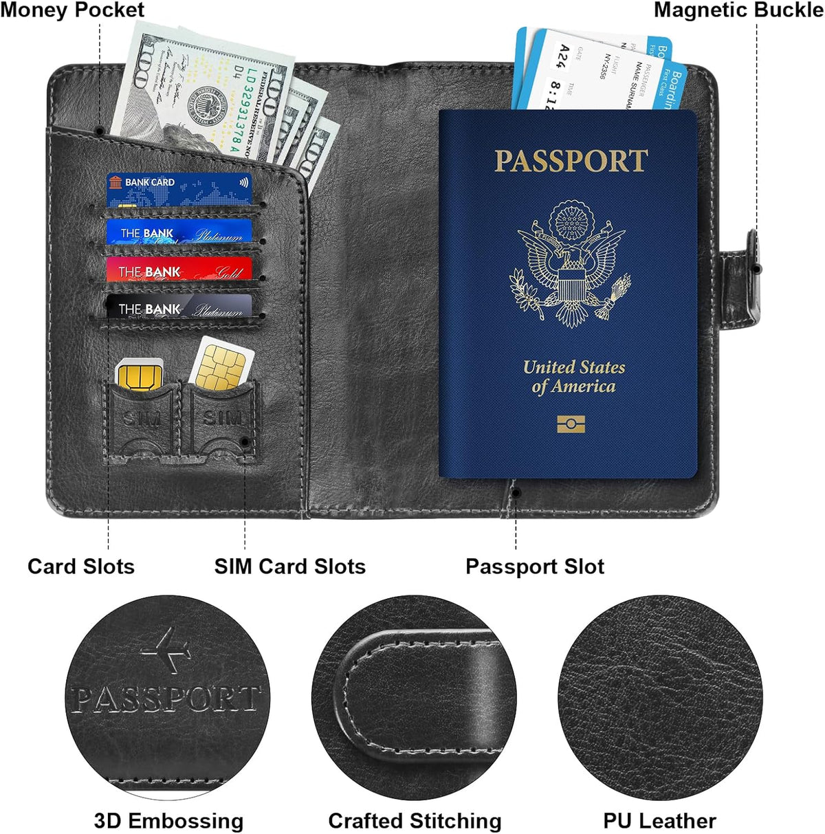 Passport Holder for Travel Essentials Wallet Cover Case Women Men Gift | Passport Holder for Travel Cruise Essentials, Passport Wallet Cover Case Women Men Travel Gifts