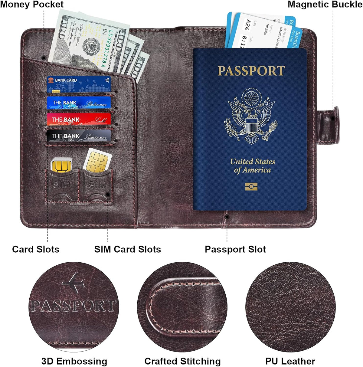 Passport Holder for Travel Essentials Wallet Cover Case Women Men Gift | Passport Holder for Travel Cruise Essentials, Passport Wallet Cover Case Women Men Travel Gifts