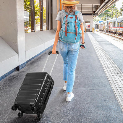 Hardside Expandable Luggage with Spinner Wheels, 21 Inch Carry On Luggage Airline Approved, Lightweight Travel Suitcase with Height Adjustable Handle (White)