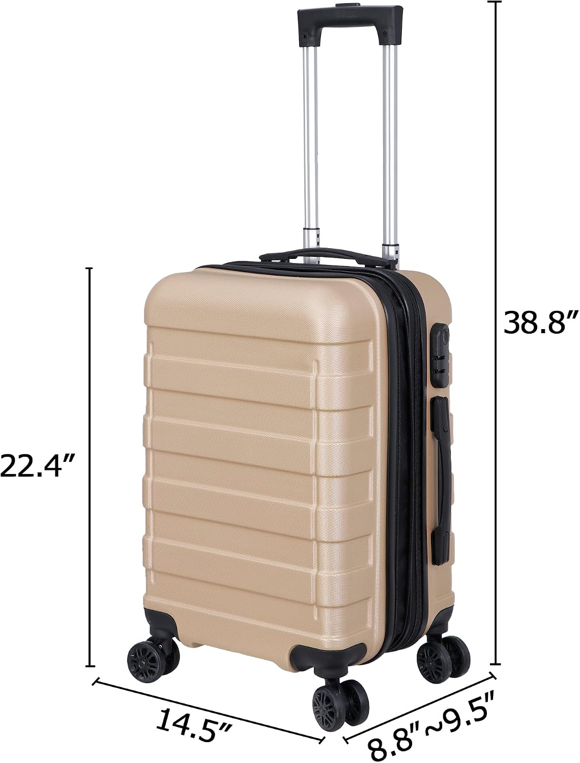 Hardside Expandable Luggage with Spinner Wheels, 21 Inch Carry On Luggage Airline Approved, Lightweight Travel Suitcase with Height Adjustable Handle (White)