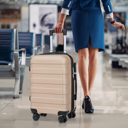 Hardside Expandable Luggage with Spinner Wheels, 21 Inch Carry On Luggage Airline Approved, Lightweight Travel Suitcase with Height Adjustable Handle (White)